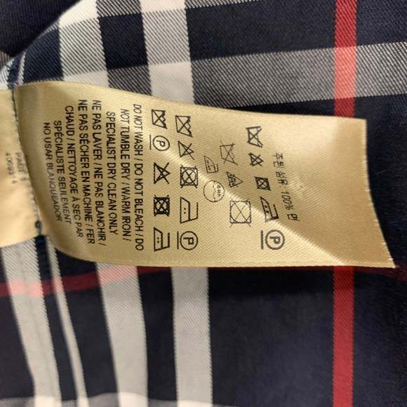BURBERRY Navy White & Red Plaid Cotton Button Down Short Sleeve Shirt - Picture 7 of 7